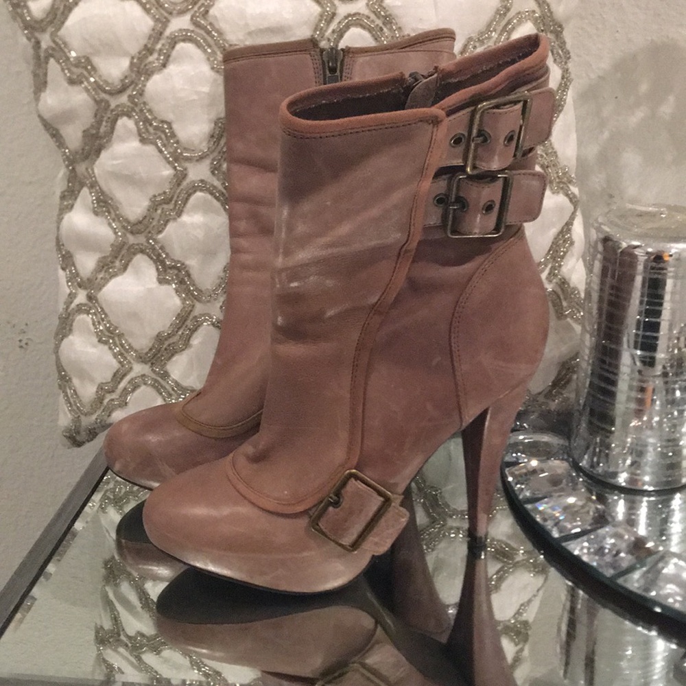 Tan leather boots